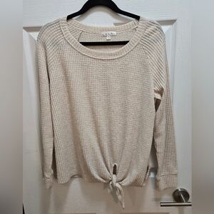 Nine Britton Cream Knit Sweater with Tie Front Size Medium